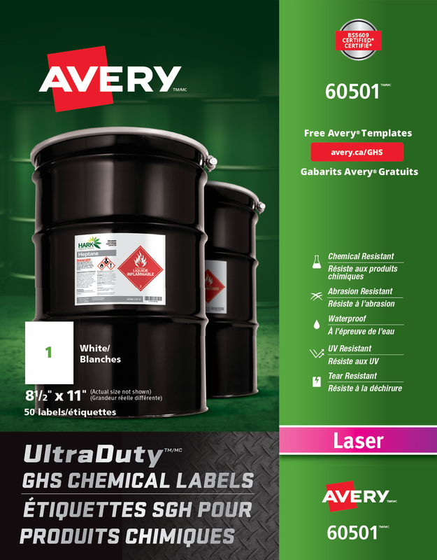 Avery 60501 GHS Chemical Sheet Laebls