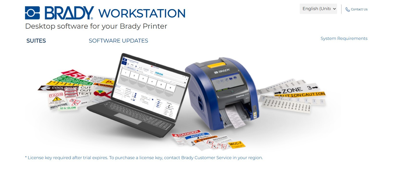 Brady workstation landing page