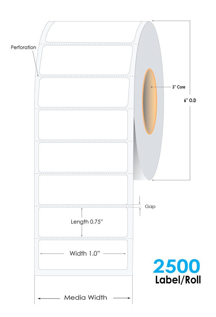 Matte Paper Inkjet Labels 1.0 x 0.75" for C8000 Printers