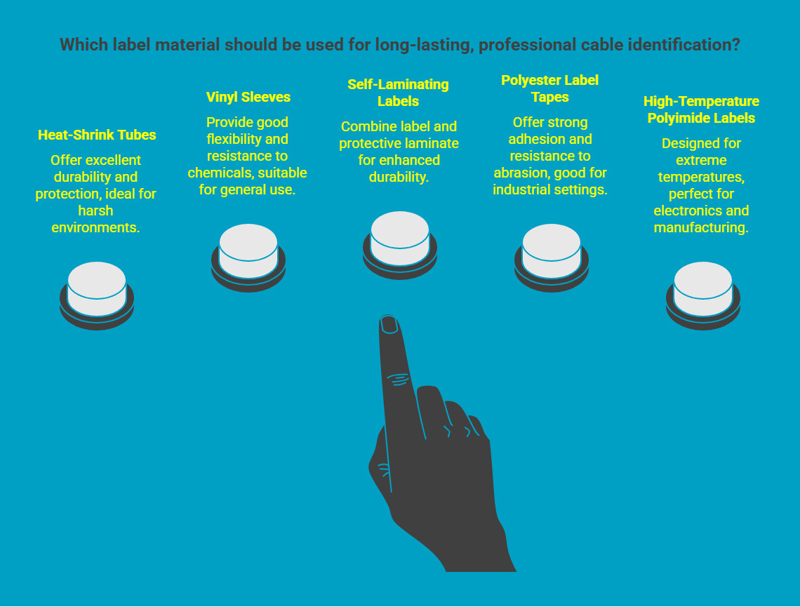 Infographic on What Label Materials Ensure Long-Lasting, Professional Cable Identification Infographic on What Label Materials Ensure Long-Lasting, Professional Cable Identification