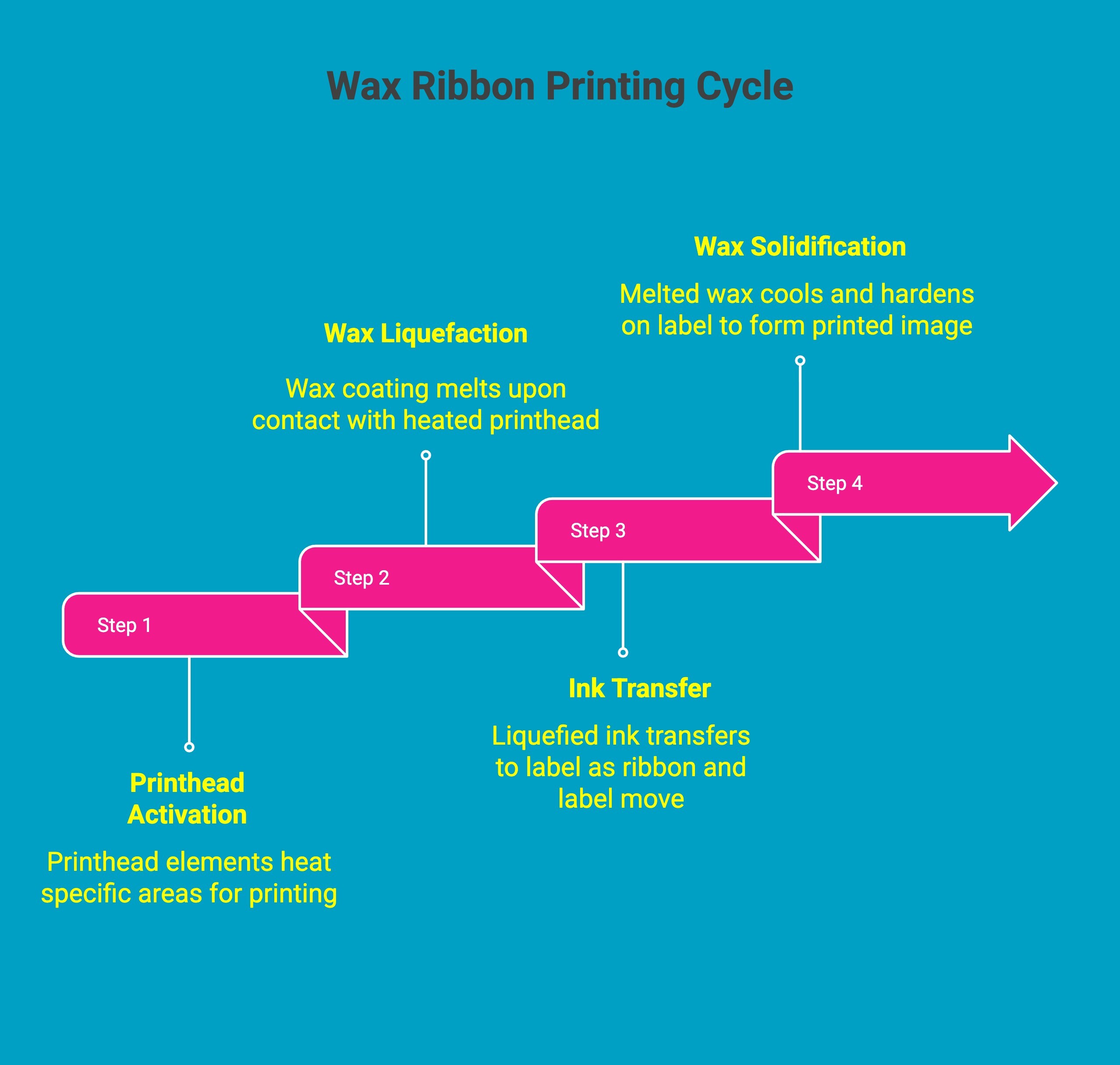 infographic showcasing wax ribbon printing cycle infographic showcasing wax ribbon printing cycle