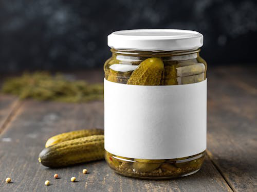 An unlabeled jar of pickles