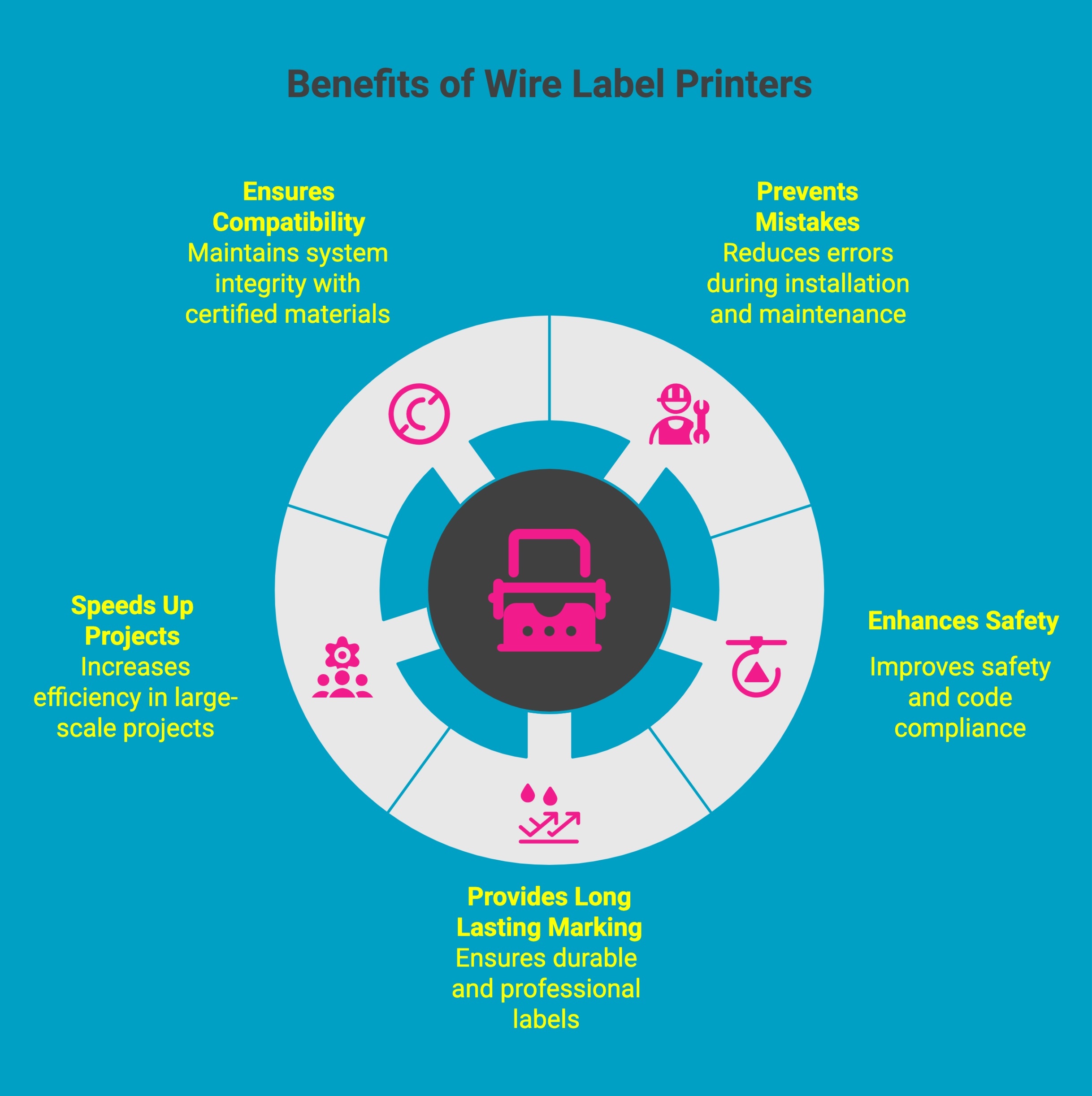Infographic on benefits of wire label printers