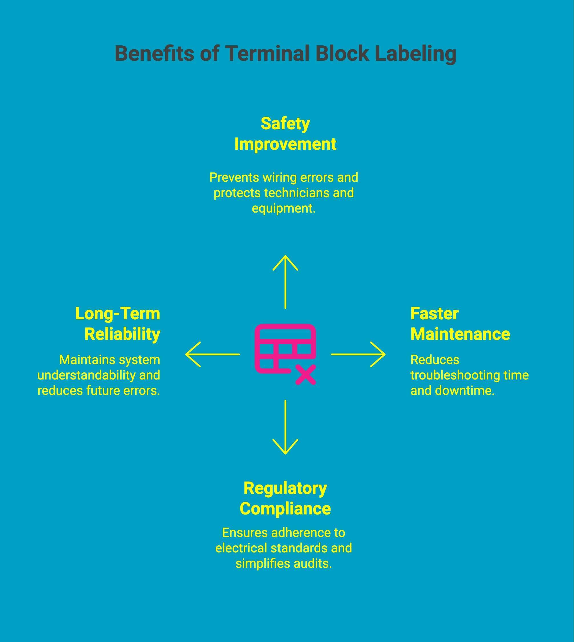 Infographic showcasing benefits of terminal block labeling standards Infographic showcasing benefits of terminal block labeling standards