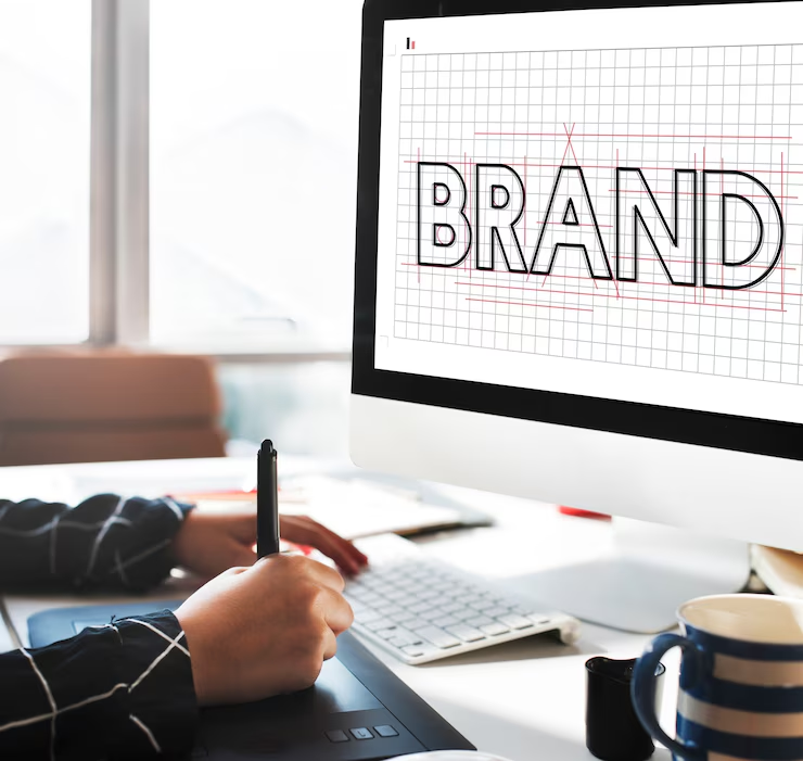 A person designing a brand's label