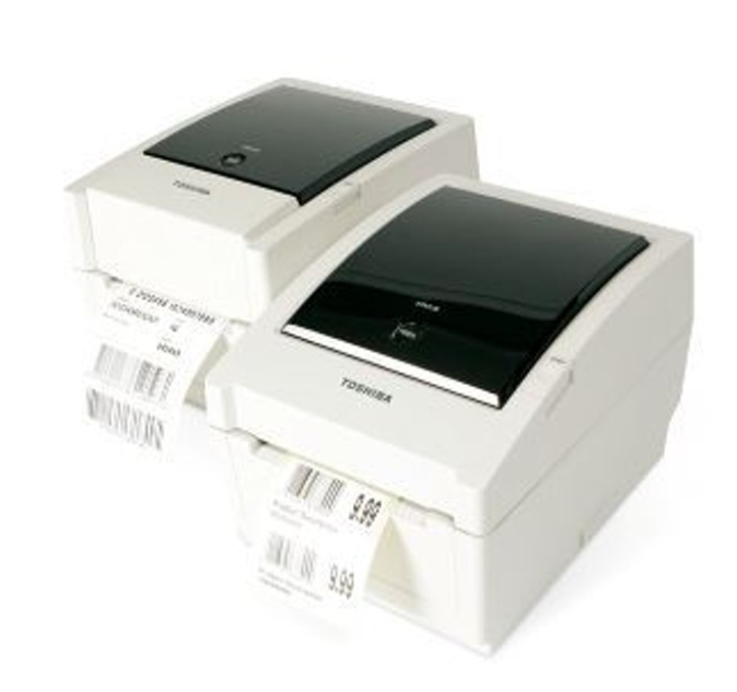 A white barcode printer