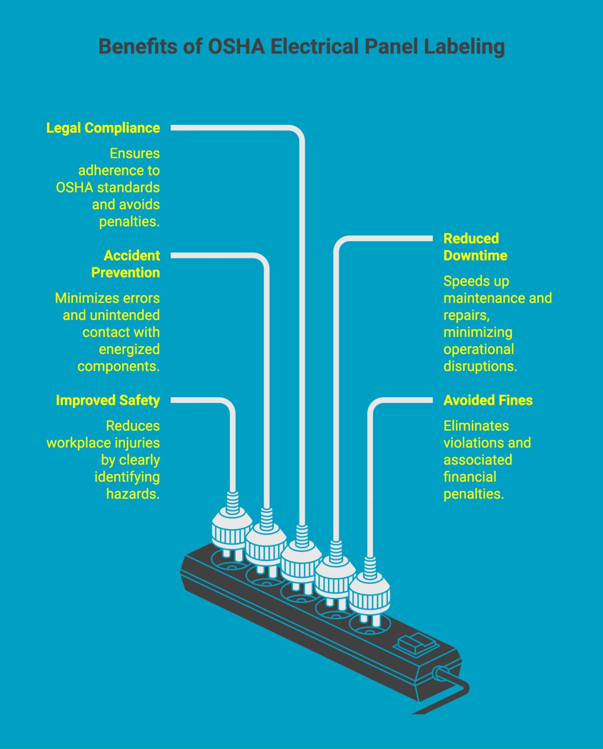 Infographic showcasing benefits of OSHA electrical panel labeling