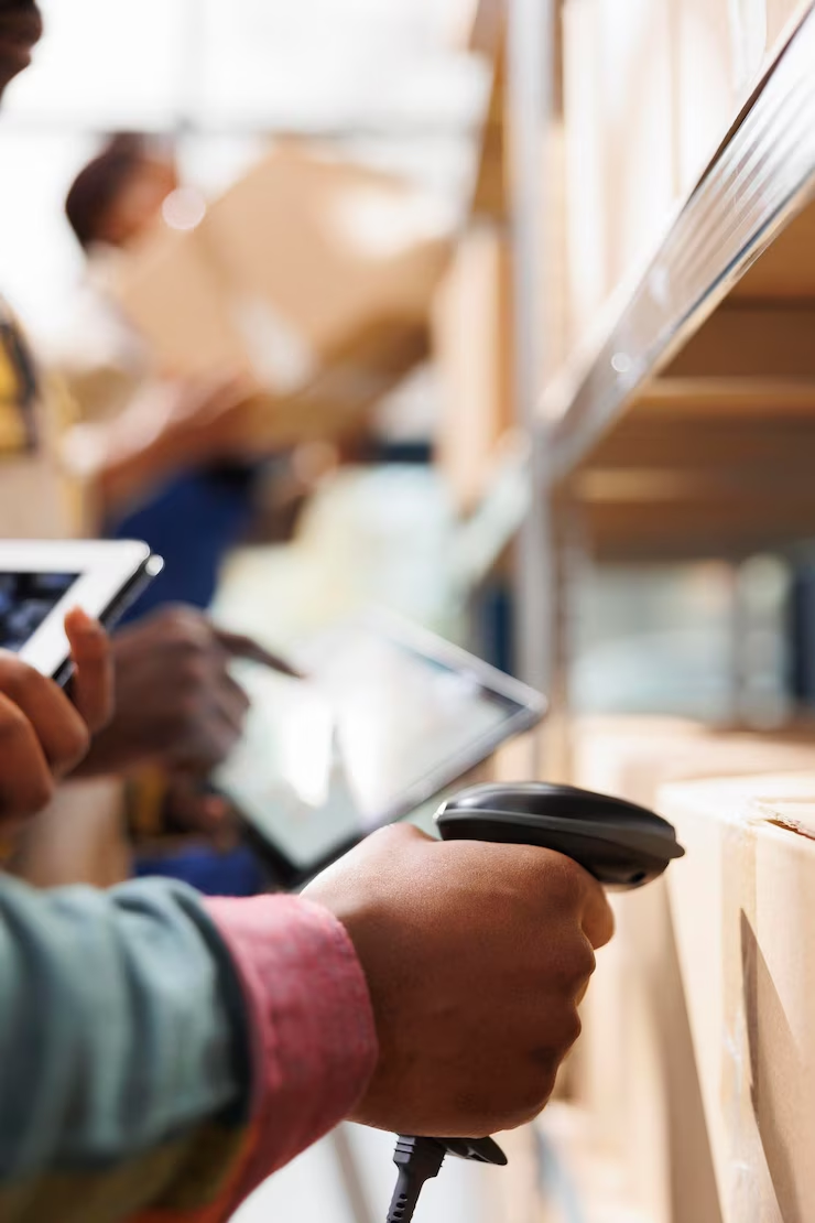A person scanning a barcode