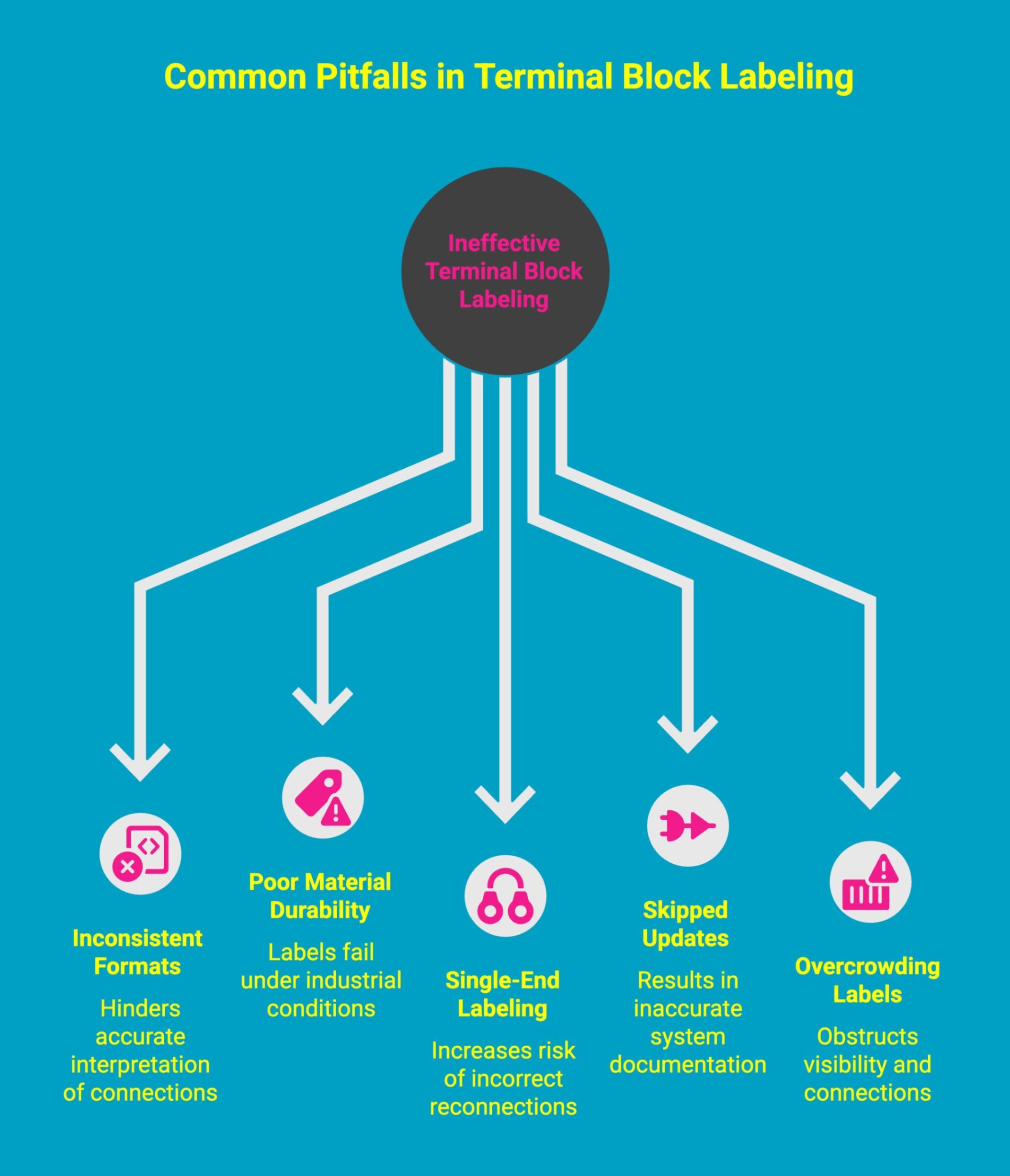 Infographic showcasing Common Pitfalls in Terminal Block Labeling Infographic showcasing Common Pitfalls in Terminal Block Labeling