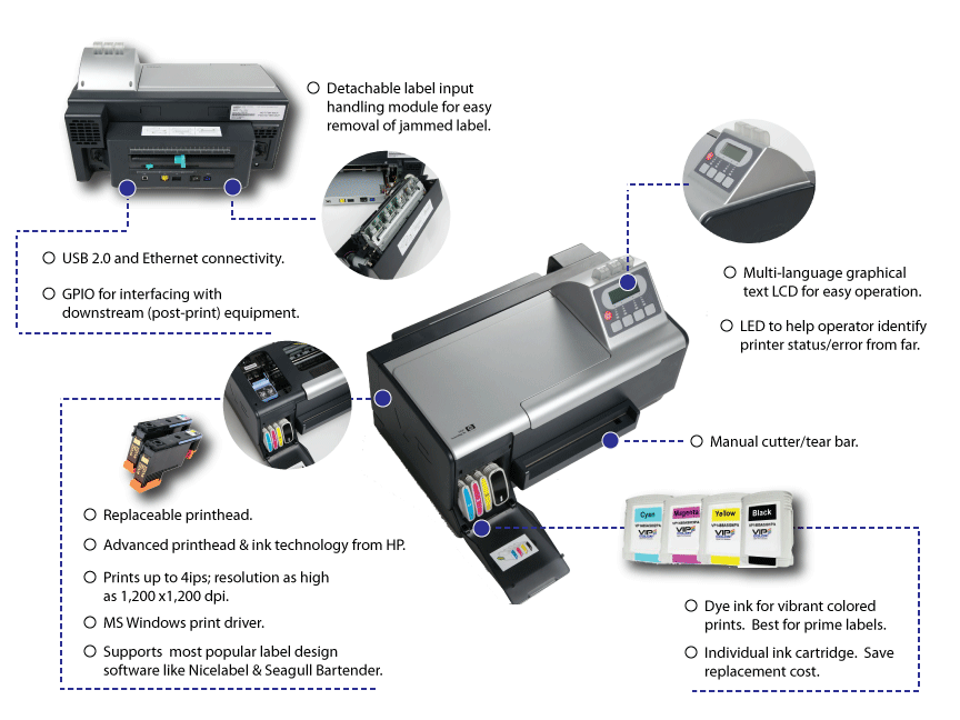 VIPColor VP485 Color Label Printer Network Label Printer