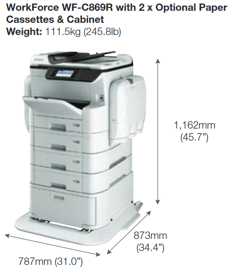 Epson WorkForce WF-C869R Color A3 Multifunction Printer & Copier 24ppm