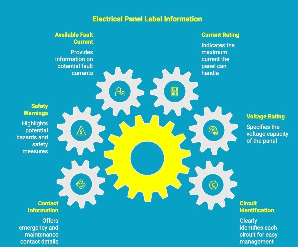 Infographic showcasing informations to be added on an electrical panel labeling