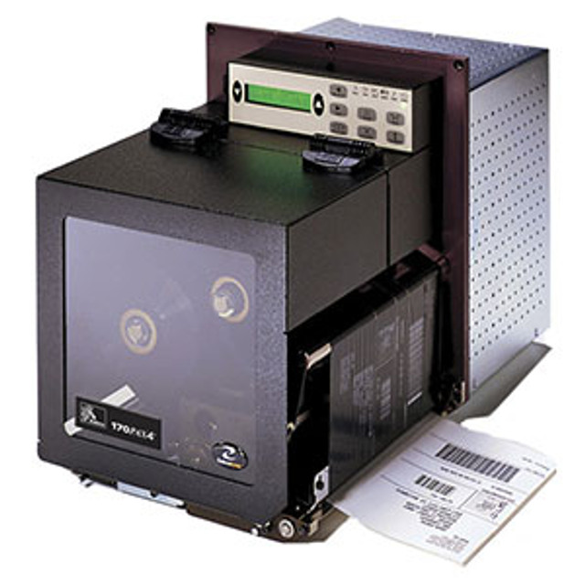 Zebra 170PAX4 print engine printer placed against a white surface